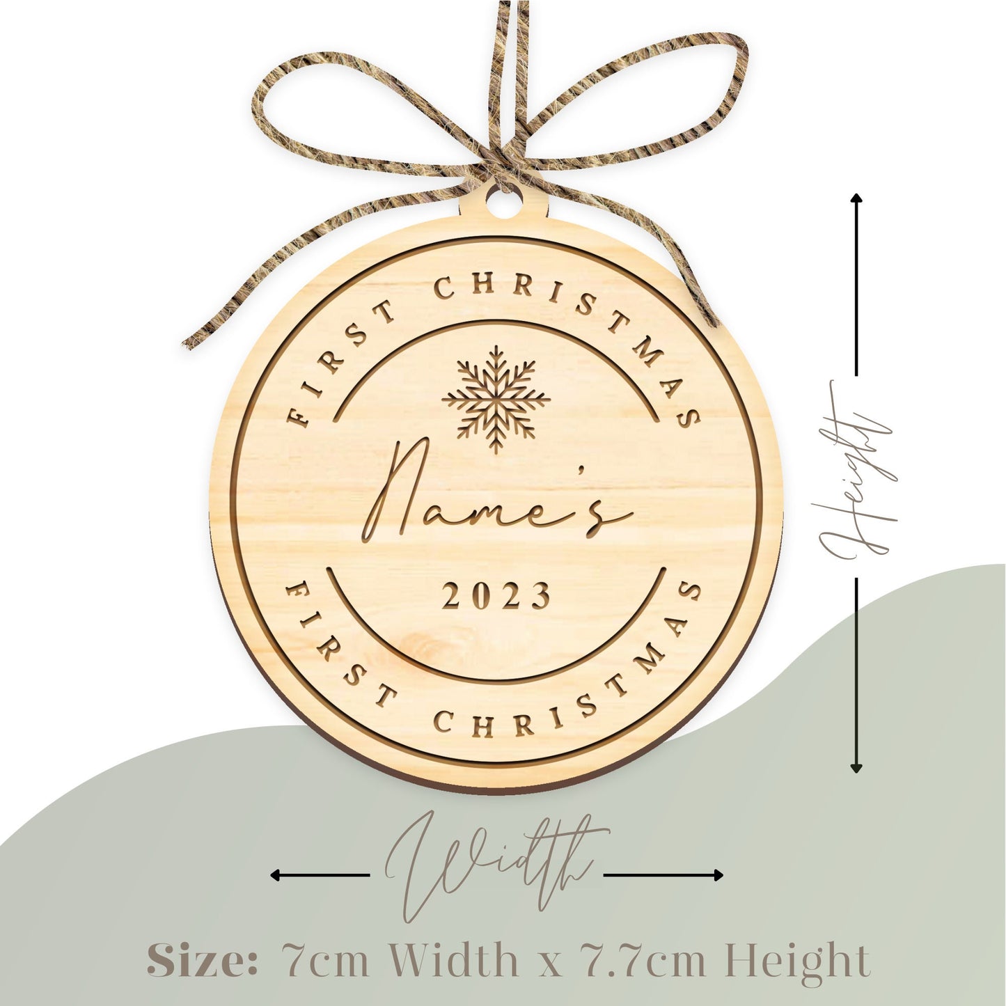 First Christmas Ornament - Personalised 1st Xmas Engraved Wooden Bauble, Cosy Christmas Hanging Baby's Name First Christmas Tree Decoration