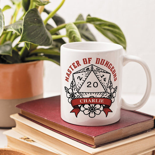 Master Of Dungeons - Personalised DnD Mug, Dungeons And Dragons Gift, D20 Mug, Dungeon Master Mug, Dnd Gift, DnD Accessory, DM Mug, RPG Gift