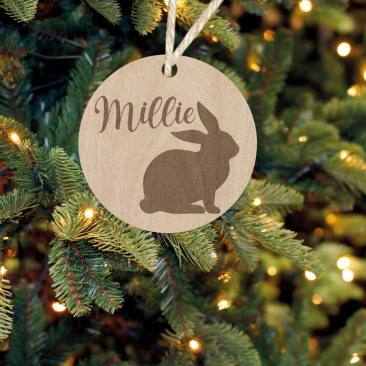 Rabbit Pet Gift Personalised Name Christmas Gift Tag Christmas Bauble Name Custom Tree Decor Ornament