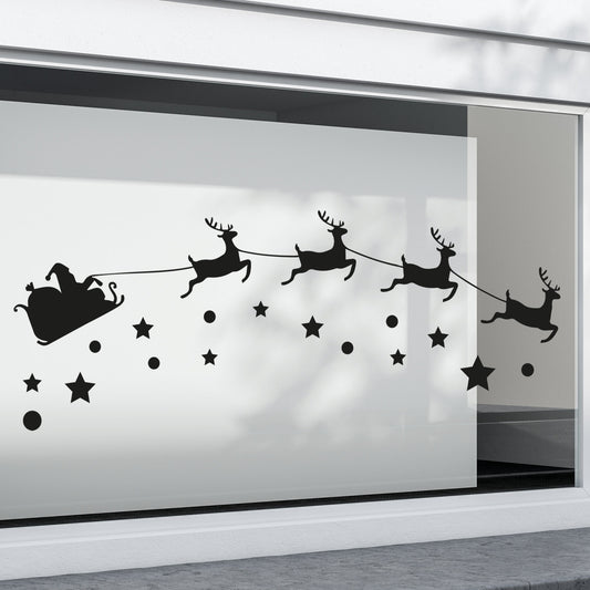 Christmas Santa's Sleight Window Shop Sticker Winter Window Display Reindeer, Home Decor, Seasonal Wall Sticker, Cosy Santa Sticker