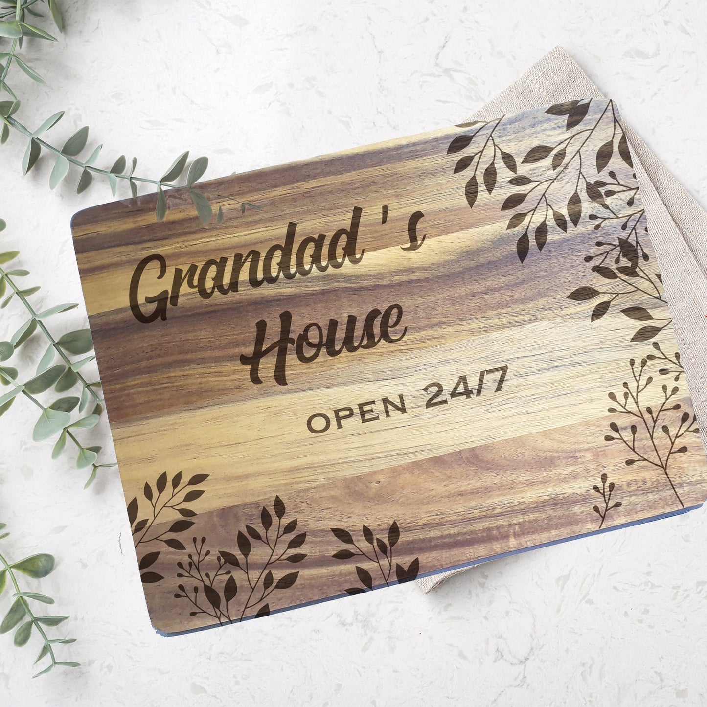 Grandma's House or Restaurant Personalised Name Chopping Board Open 24/7 Beautifully Engraved Kitchen Gift Cutting Board