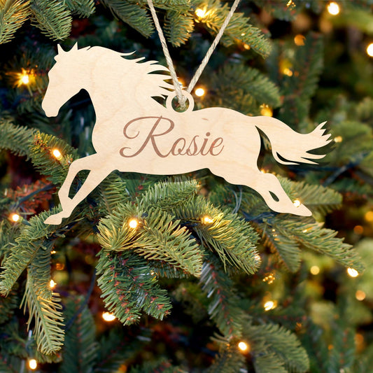 Gift Tag Horse Silhouette Christmas Bauble Personalised Name Christmas Ornament Custom Horse Name Christmas Tree Decor