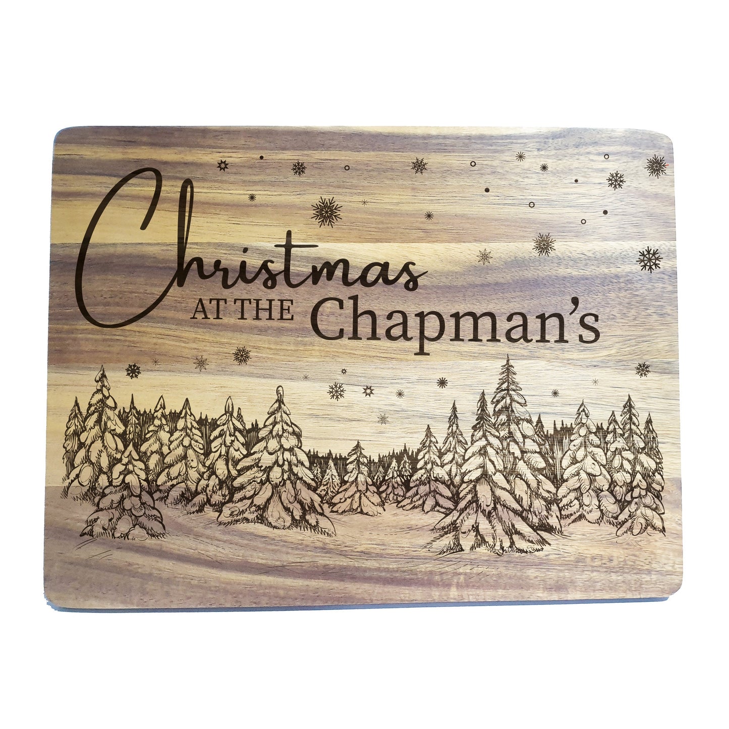 Christmas Chopping Board Personalised Surname Engraved Kitchen Gift Cutting Board Christmas Scene