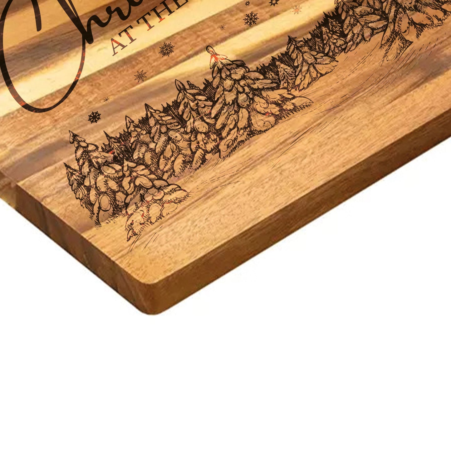 Christmas Chopping Board Personalised Surname Engraved Kitchen Gift Cutting Board Christmas Scene