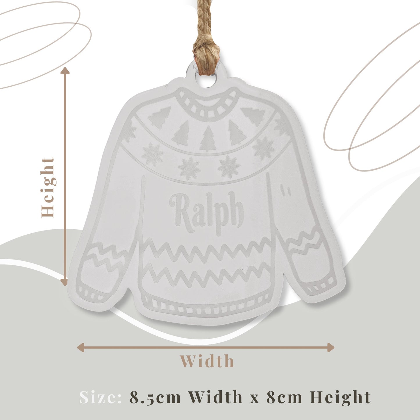 Christmas Jumper Acrylic Ornament - Personalised Name, Engraved Acrylic Bauble, Jumper/Sweater Hanging Christmas Tree Decoration Gift