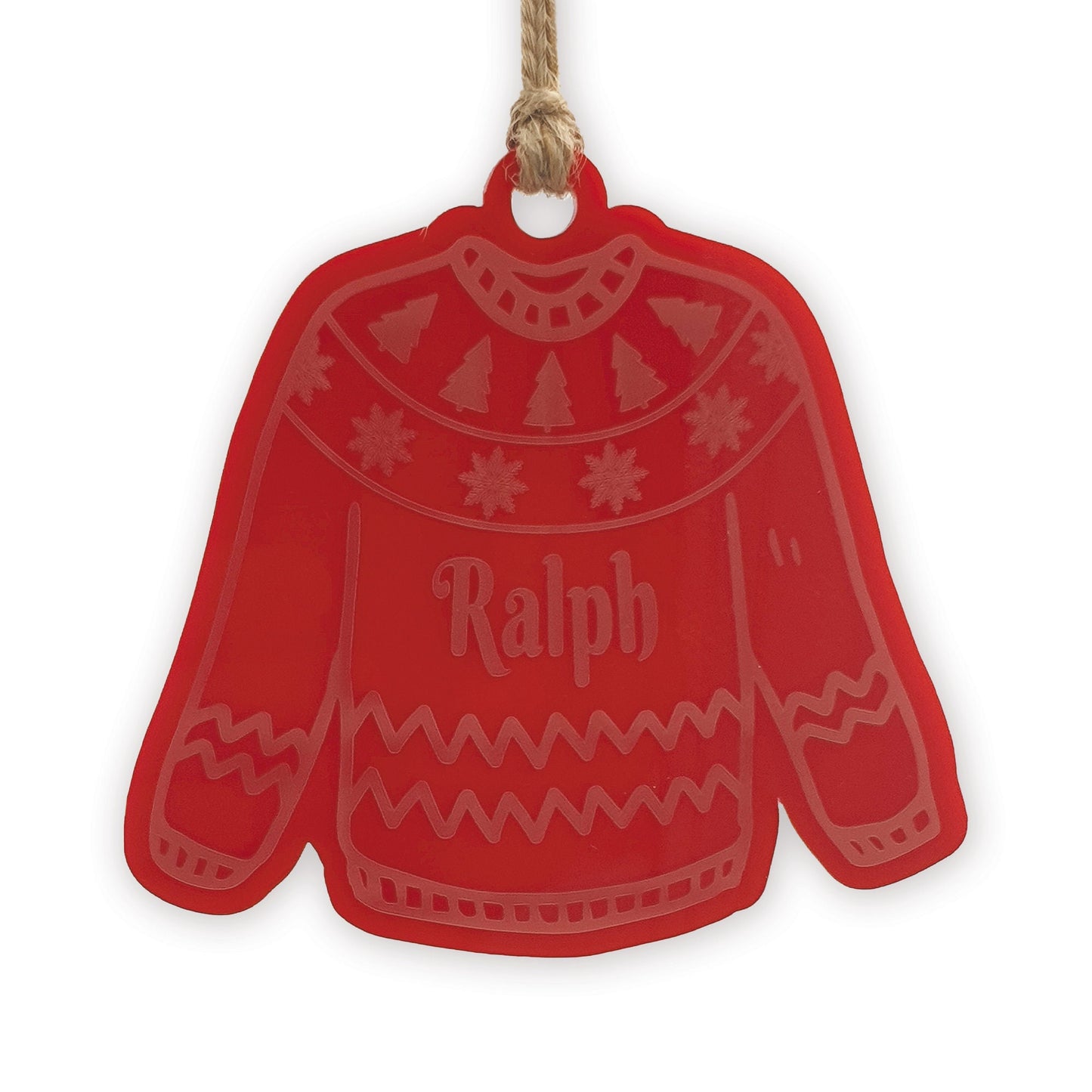 Christmas Jumper Acrylic Ornament - Personalised Name, Engraved Acrylic Bauble, Jumper/Sweater Hanging Christmas Tree Decoration Gift