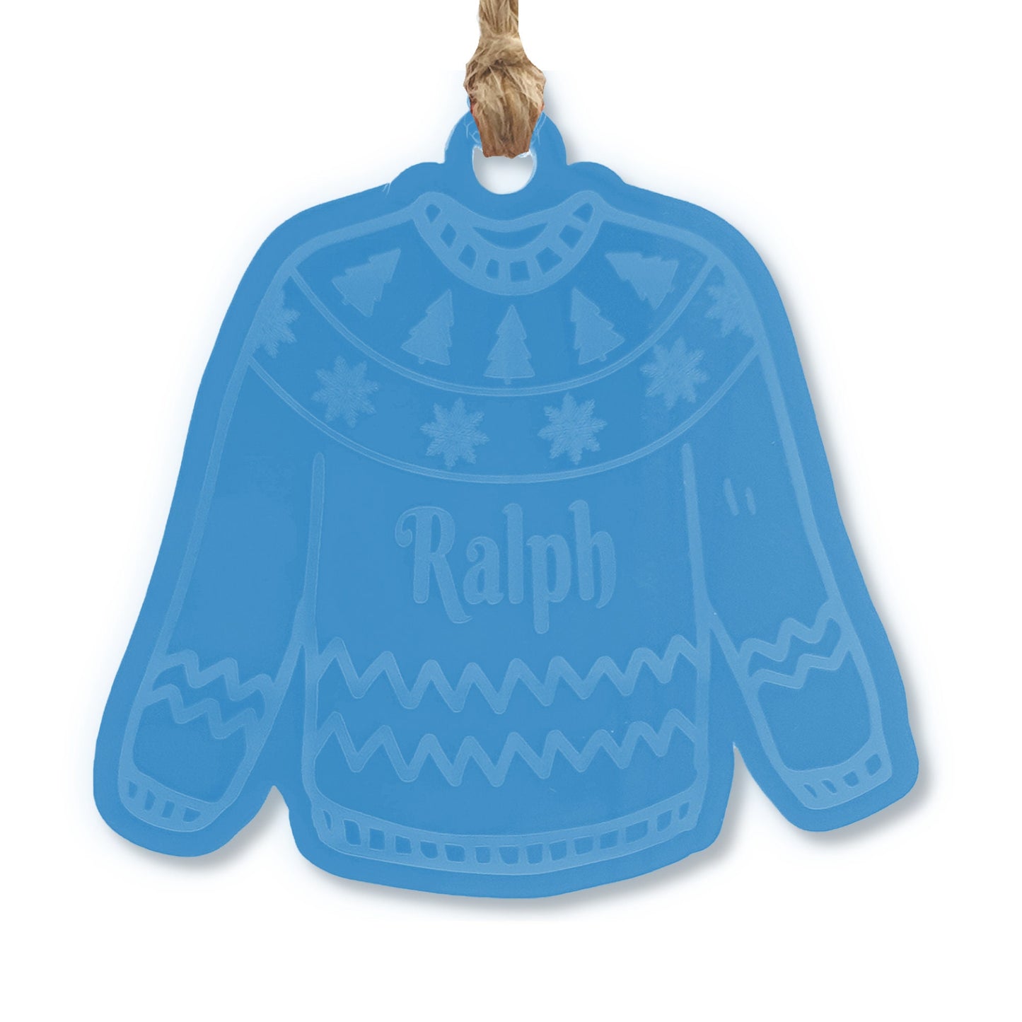 Christmas Jumper Acrylic Ornament - Personalised Name, Engraved Acrylic Bauble, Jumper/Sweater Hanging Christmas Tree Decoration Gift