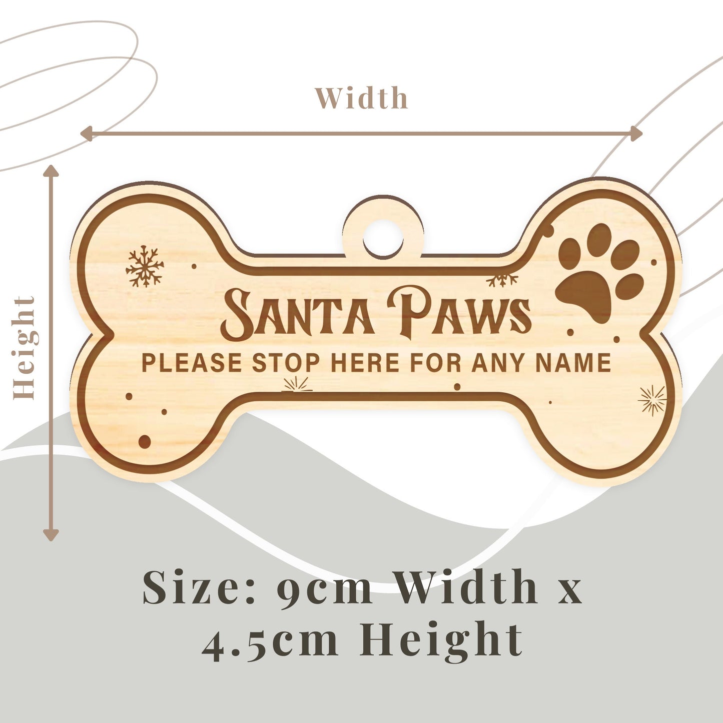 Santa Paws Stop Here - Personalised Pet Name Christmas Bauble Dog Or Cat Tree Decoration, Wooden Keepsake Ornament, Xmas Home Decor Pet Gift