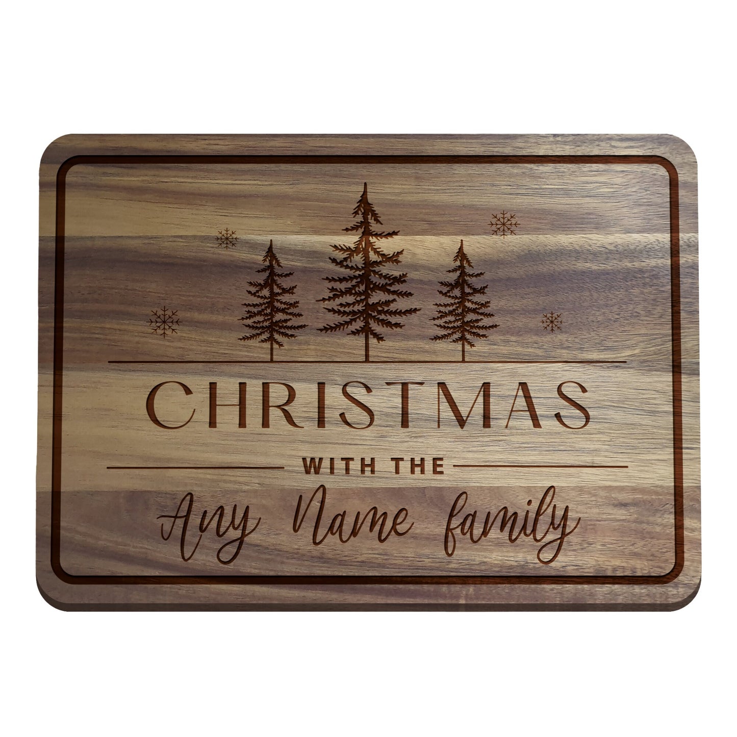 Christmas With The Family - Personalised Christmas Chopping Board, Festive Home Decor Gift, Custom Present For Family, Cute Xmas Decoration