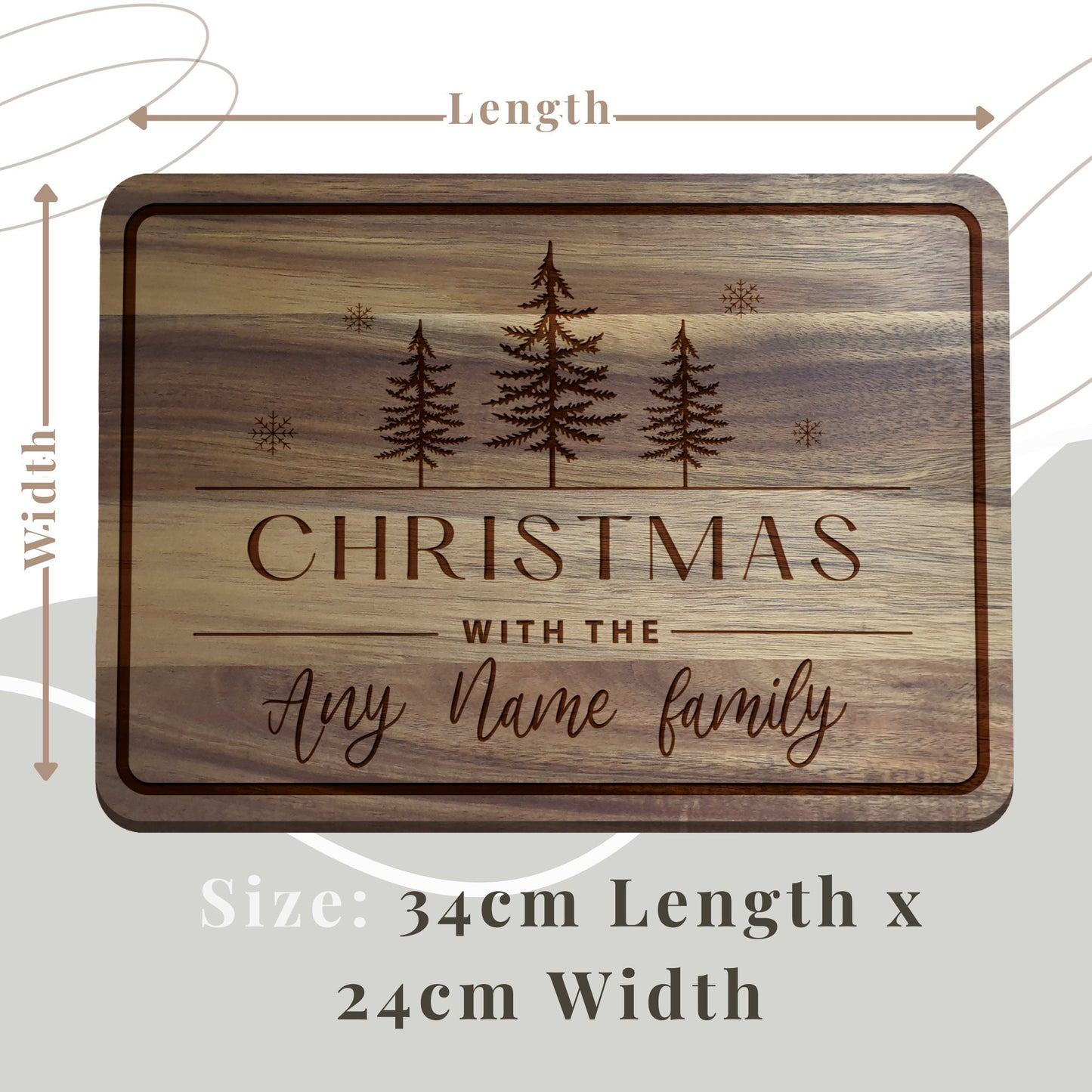 Christmas With The Family - Personalised Christmas Chopping Board, Festive Home Decor Gift, Custom Present For Family, Cute Xmas Decoration