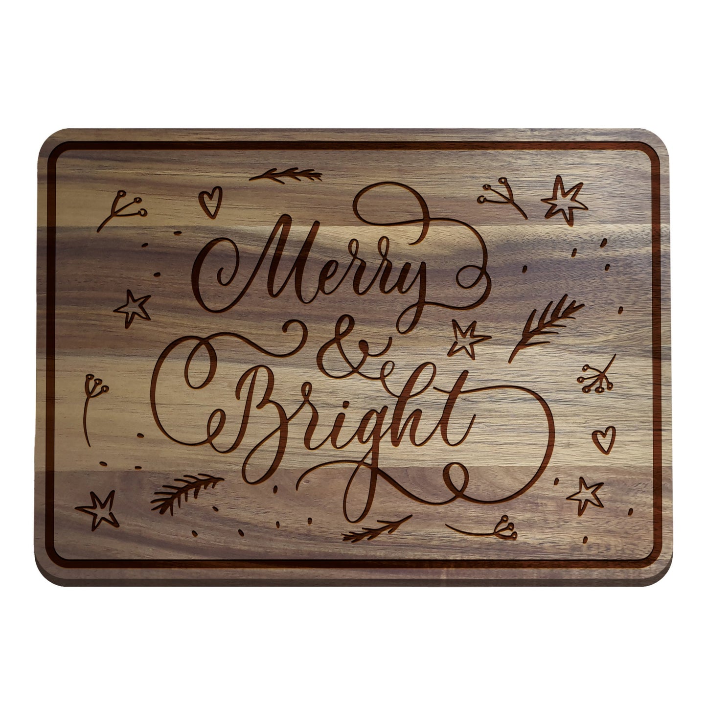 Merry & Bright Chopping Board - Christmas Chopping Board, Festive Home Decor Gift, Custom Present For Family, Cute Xmas Quote Decoration