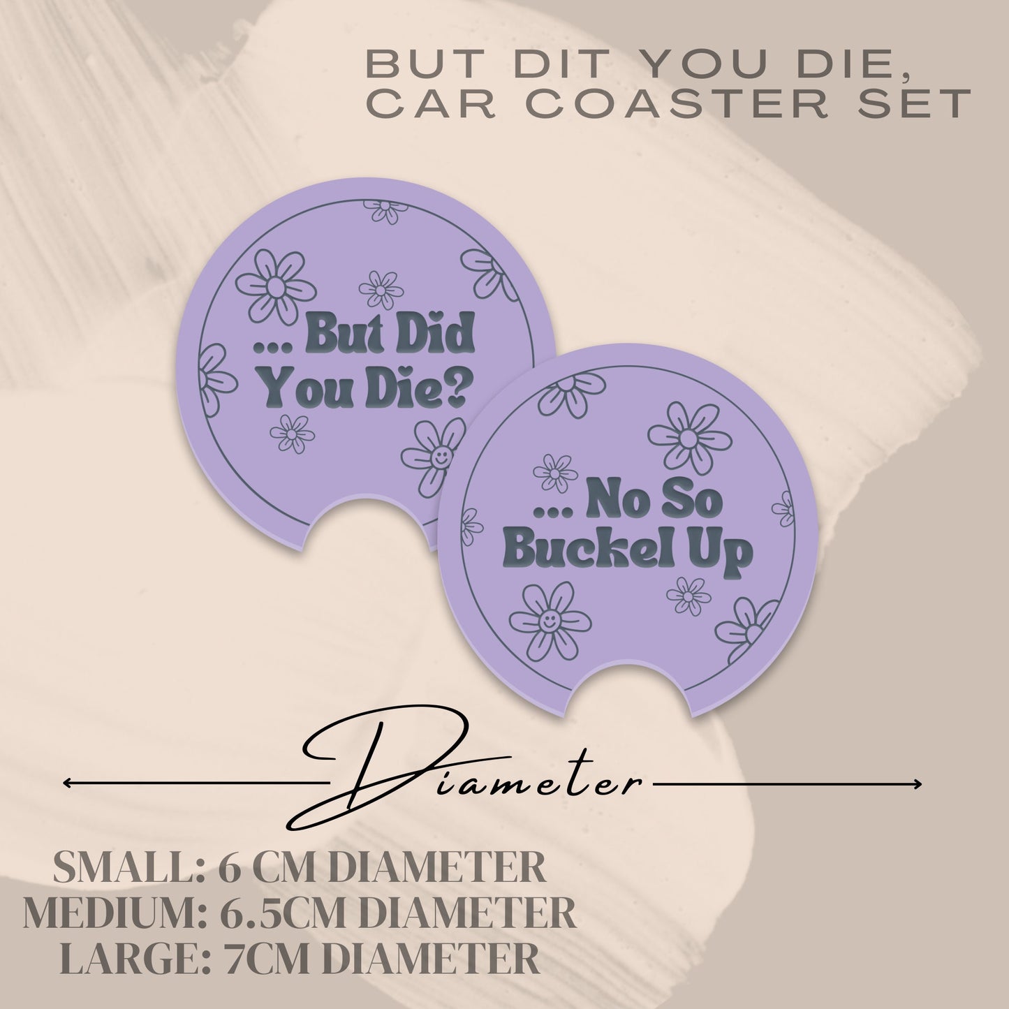 But Did You Die Car Coaster Set: No, so buckle up car drinks coaster, Girly Car Accessory, Car Lover, Bad Driver Gift, Cute Gift For Her