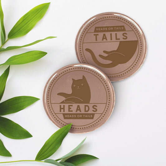 Cat Heads Or Tails Decision Coin: Engraved Metal Coin, Decision Maker, Unique Gift Idea, Cat Lover Gift, Fate Coin Flip, EDC Chance Coin