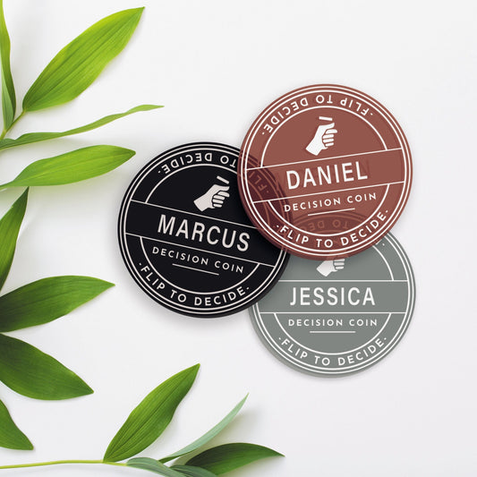 Personalised Decision Coin: Novelty Gift, Acrylic Decision Making Coin, Heads or Tails Coin Flip For Couples, New Parents Gift, Unique Gift