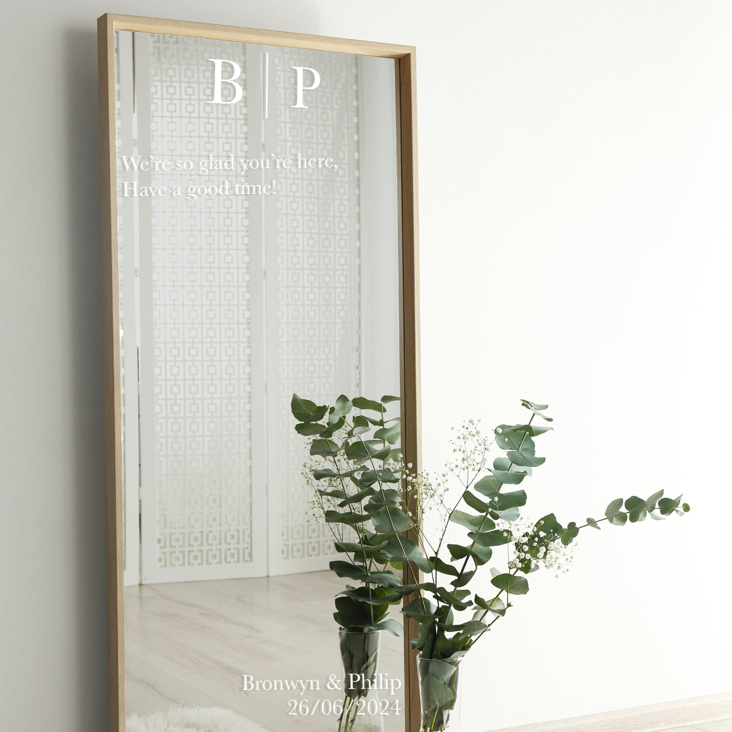 We're So Glad You're Here Wedding Sicker, DIY Wedding Sticker For Mirror/Sign, Personalised Sticker, Entrance Wedding Mirror