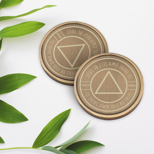 Personalised Be True Sobriety Coin - Custom Sobriety Anniversary Year, Alcoholics Anonymous Token, Sober Gift, EDC Recovery Reminder Coin