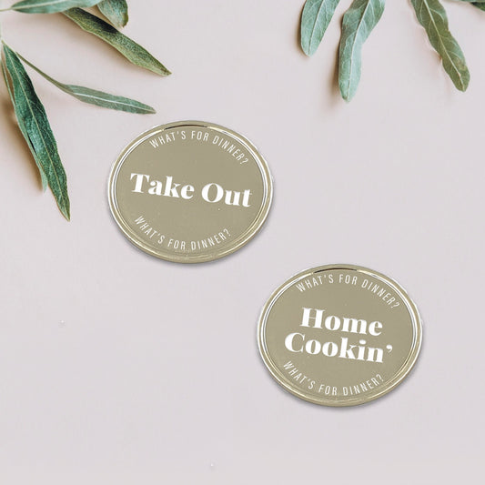 Whats For Dinner Engraved Metal Coin, Decision Coin, Meal Decider, Lucky Coin, Double Sided Coin, Gift For Him, Gift For Her, Birthday Gift.