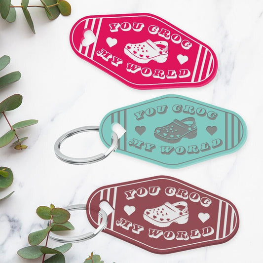 You Croc My World Acrylic Keyring: Funny Croc Shoe Pun, Ideal For Valentine's Day or Anniversaries, Heartwarming Small Gift For Pun Lover