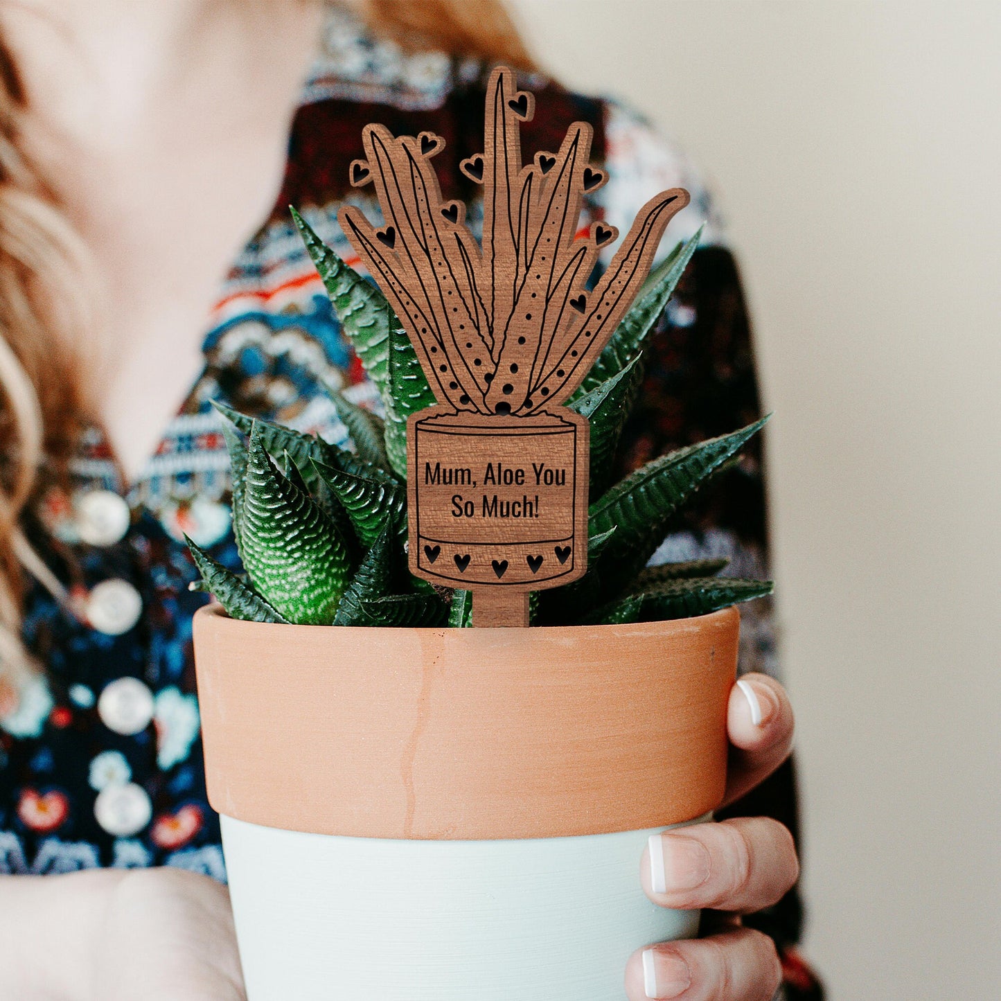 Mum, Aloe You So Much Plant Tag, Mother's Day Gift, Gift For Mum, Unique Gift, Succulent Plant Tag, Wooden Plant Tag
