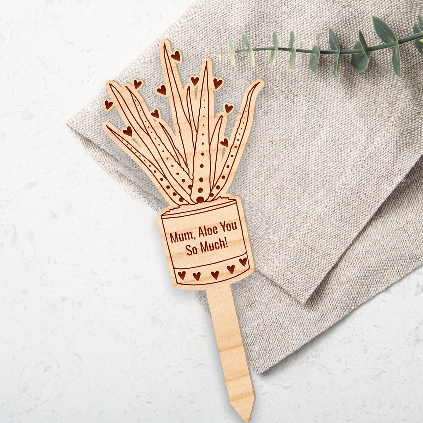 Mum, Aloe You So Much Plant Tag, Mother's Day Gift, Gift For Mum, Unique Gift, Succulent Plant Tag, Wooden Plant Tag