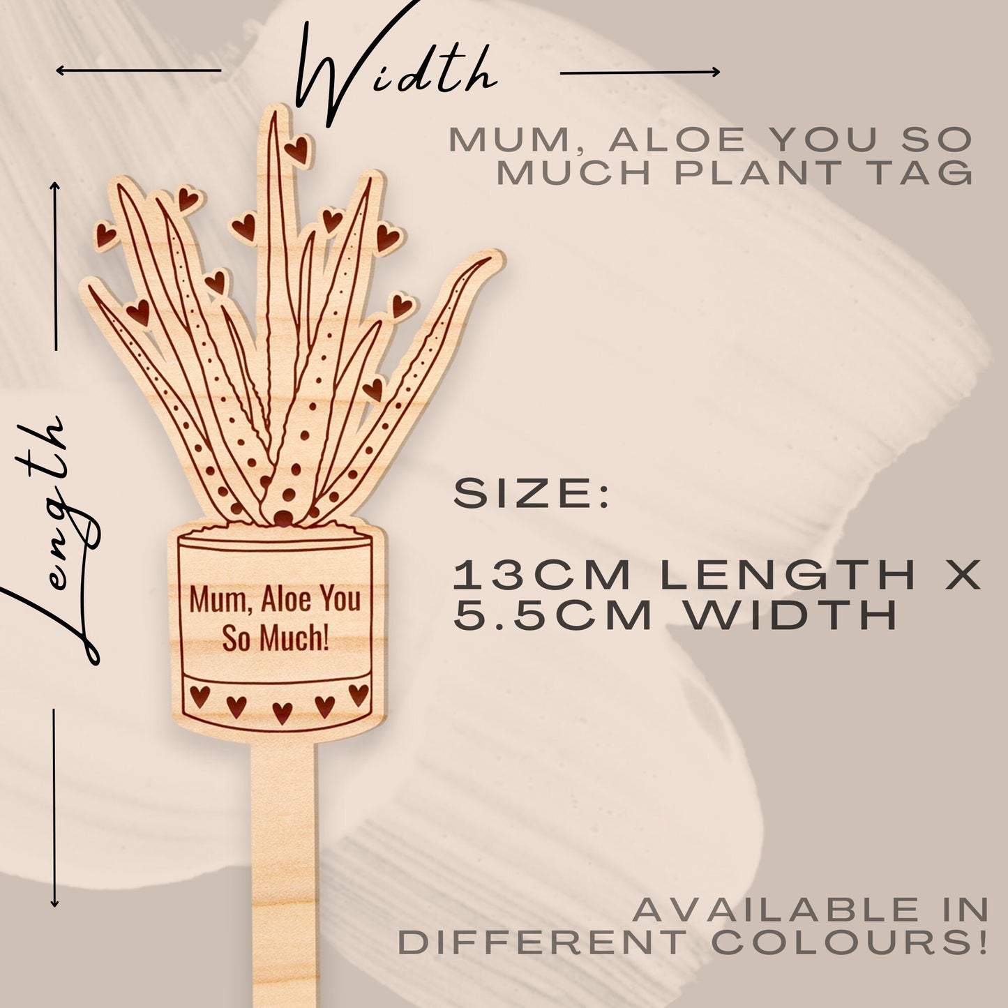 Mum, Aloe You So Much Plant Tag, Mother's Day Gift, Gift For Mum, Unique Gift, Succulent Plant Tag, Wooden Plant Tag