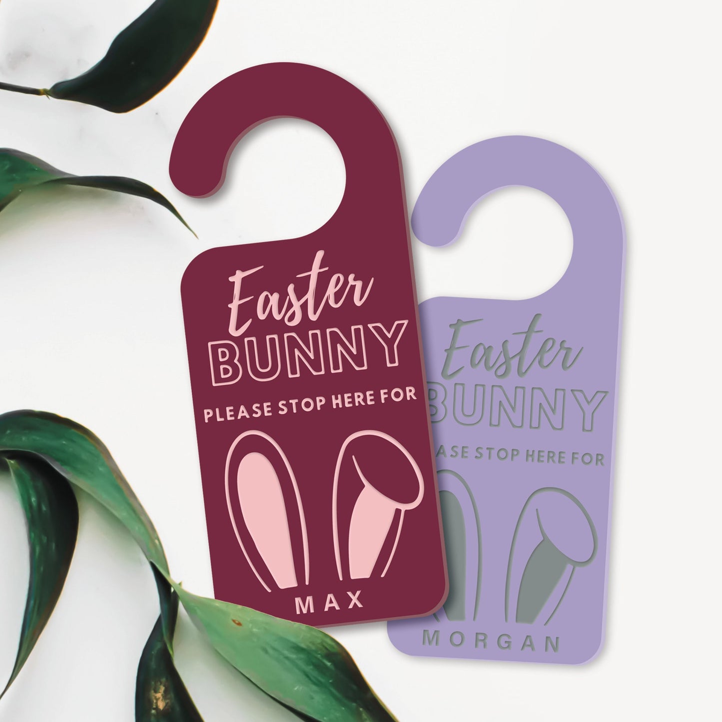 Easter Bunny Stop Here Sign - Bunny Ears: Personalised Easter Door Hanger, Acrylic Door Sign, Custom Kids Spring Decor, Great Easter Gift