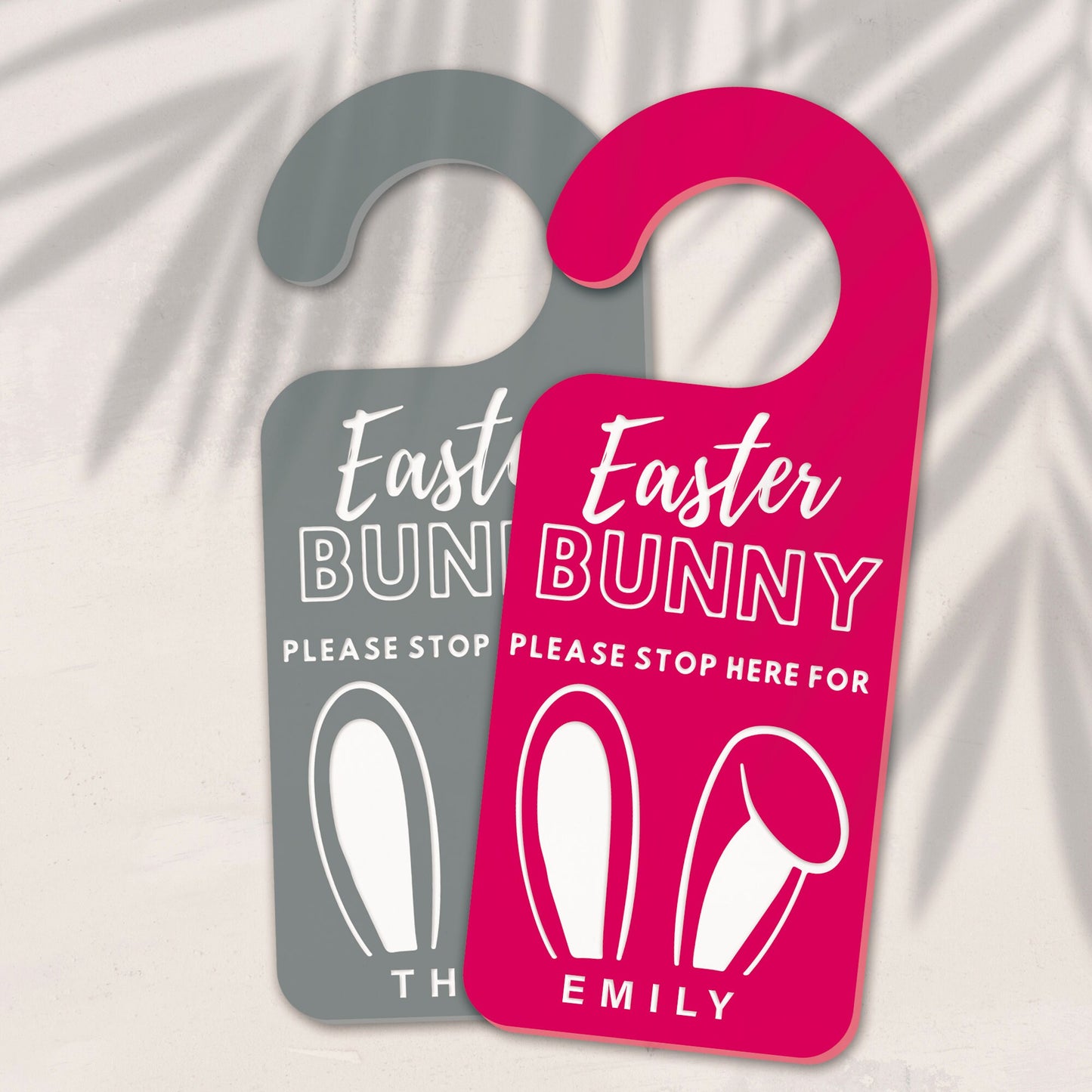 Easter Bunny Stop Here Sign - Bunny Ears: Personalised Easter Door Hanger, Acrylic Door Sign, Custom Kids Spring Decor, Great Easter Gift