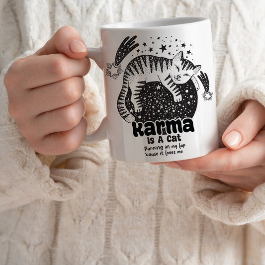 Karma Is A Cat - Sleeping, Lyric-Inspired Mug, Unique Gift Idea, Song Quote, Pop Culture Gift, Small Gift, Coffee Lover's Gift, Small Gift