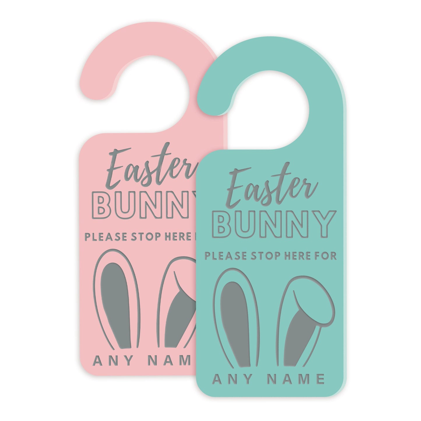 Easter Bunny Stop Here Sign - Bunny Ears: Personalised Easter Door Hanger, Acrylic Door Sign, Custom Kids Spring Decor, Great Easter Gift