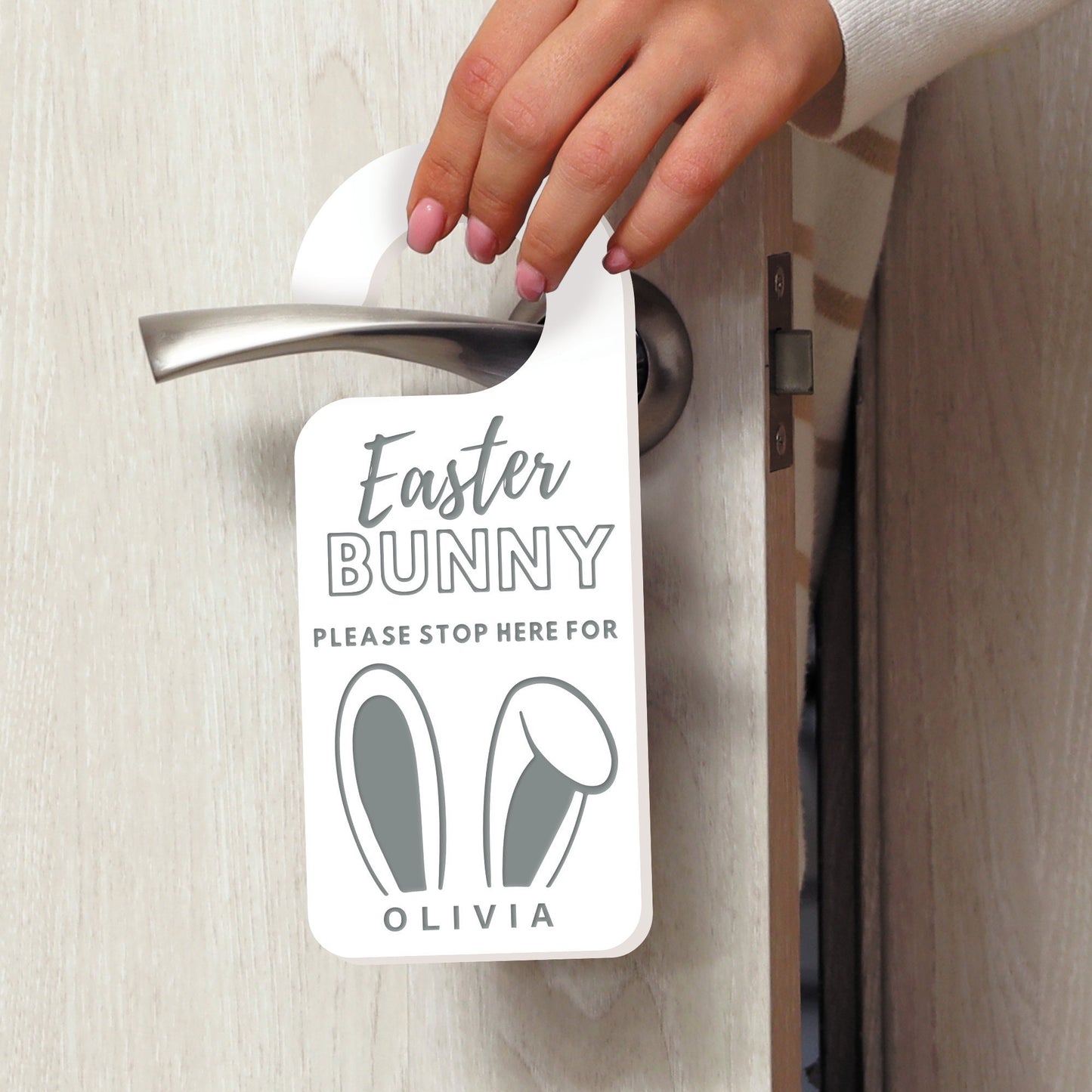 Easter Bunny Stop Here Sign - Bunny Ears: Personalised Easter Door Hanger, Acrylic Door Sign, Custom Kids Spring Decor, Great Easter Gift