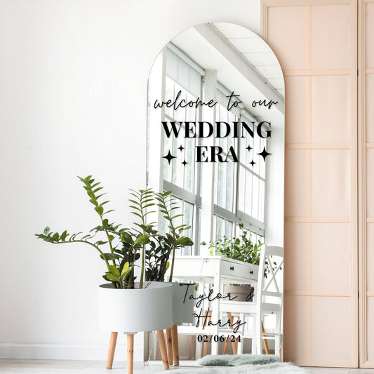 Personalised Wedding Mirror Sticker - Welcome to Our Wedding Era: Modern & Sleek Wedding Decor, Music-Inspired Party Decal, DIY Wedding Idea
