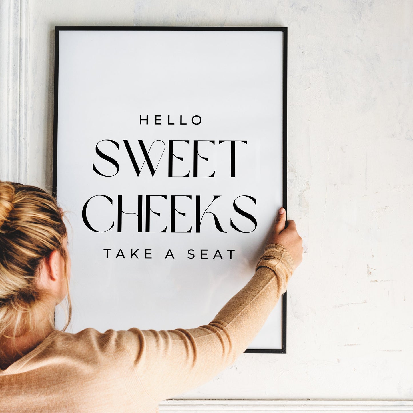 Sweet Cheeks - Nouveau Poster: Unique Bathroom Print, Toilet Poster, Bathroom Wall Art, Toilet Bathroom Poster, Cool Funny Home Decor