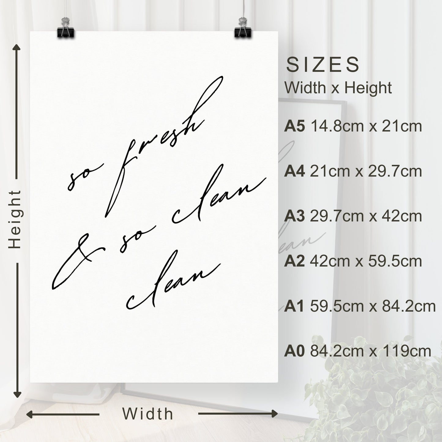Fresh & Clean - Handwriting Poster: So Fresh And So Clean Clean Print, Unique Home Decor,  Cool Laundry room Print, Bathroom Quote Poster