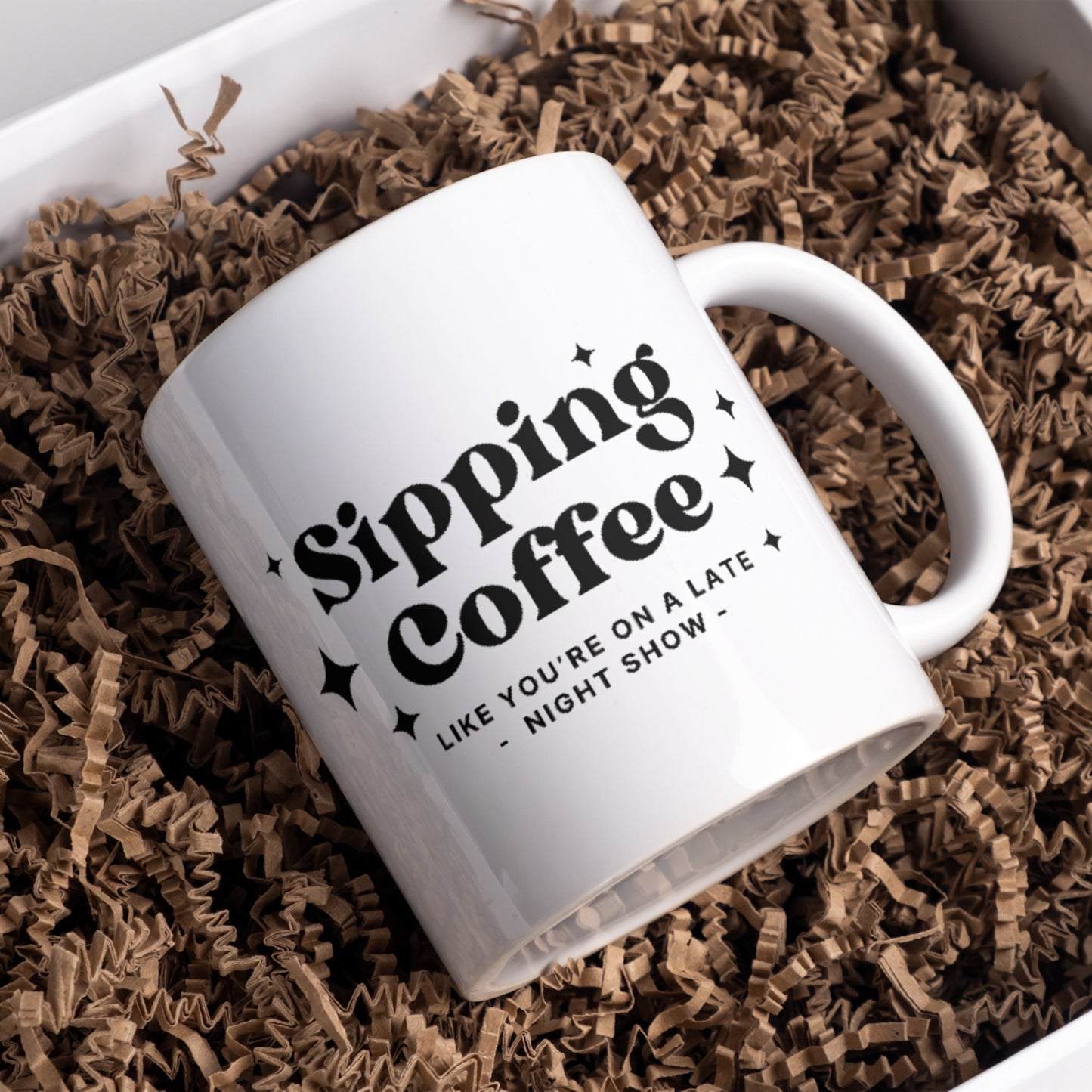 Sipping Coffee - Classic & Stars Mug: Lyric-Inspired Mug, For Music Lover, coffee Gift, Song Quote, Pop Culture Gift, Small Gift Idea