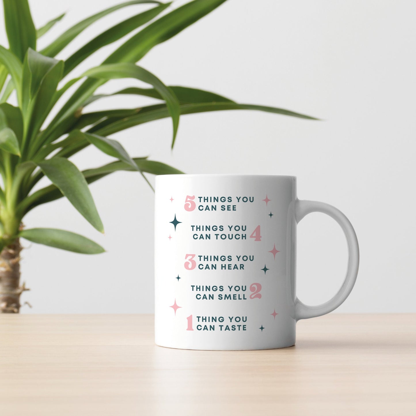 Anxie-tea Mug - Retro Blue: Unique Anxiety Mug, Grounding Technique, Neurodivergent, Empowering Gift, Self Care Awareness, Mindful Gift