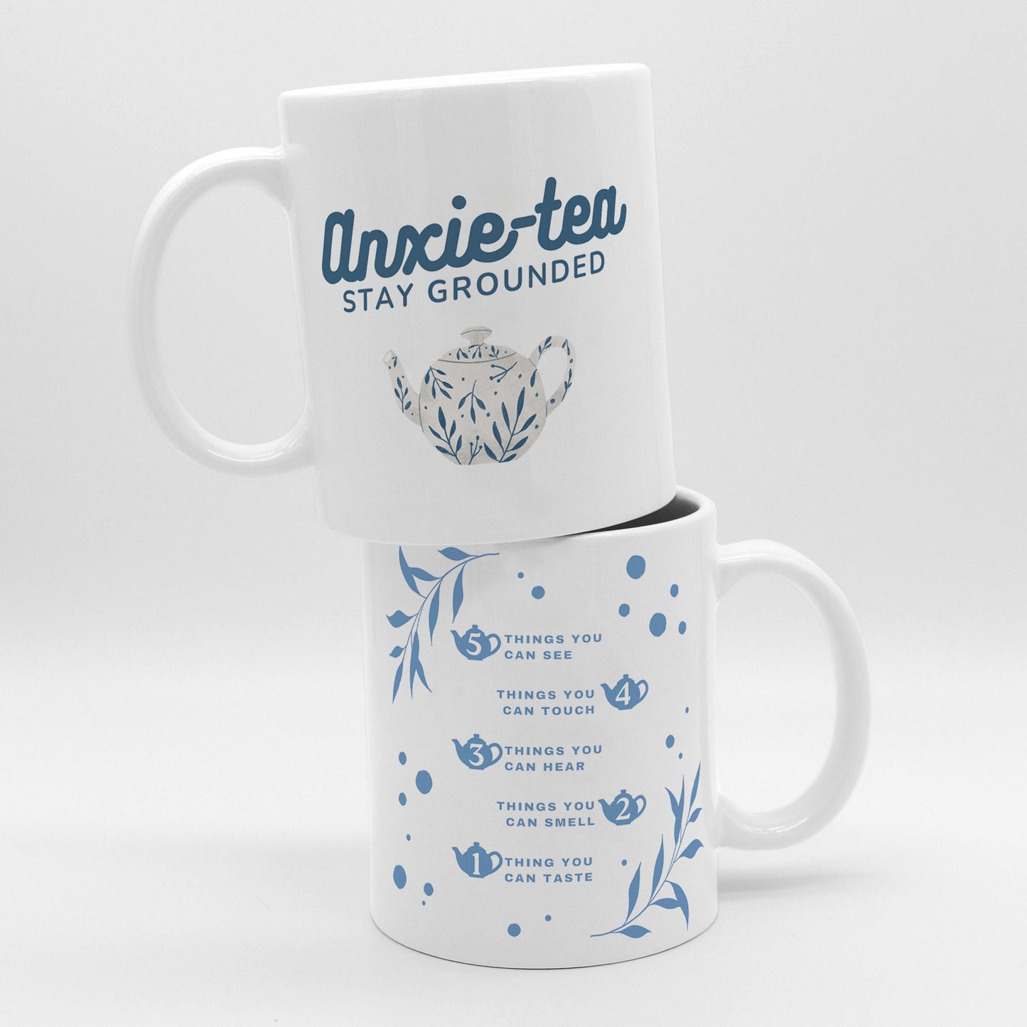 Anxie-tea Mug - Tea Pot: Unique Anxiety Mug, Grounding Technique, Neurodivergent, Empowering Gift, Self Care Awareness, Mindful Gift
