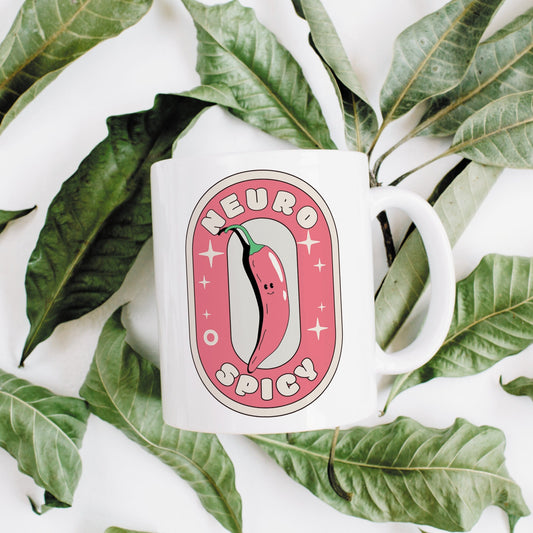 Neuro Spicy - Pink Chilli Mug: Unique Mug, Neurodivergent Mug, Diverse Spectrum, Empowering Identity Gift, ADHD Awareness, Bold Quirky Mug
