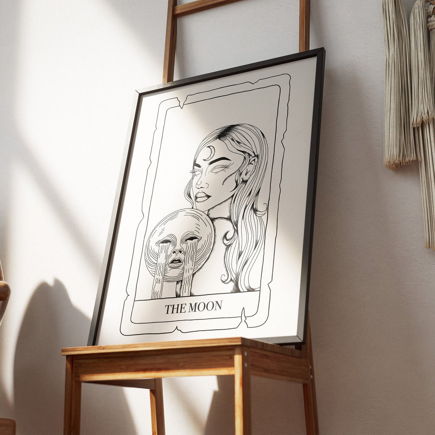 The Moon Tarot Card Poster, Tarot Design, The Moon Card, Tarot Poster, Psychic Painting Print, Tarot Wall Art