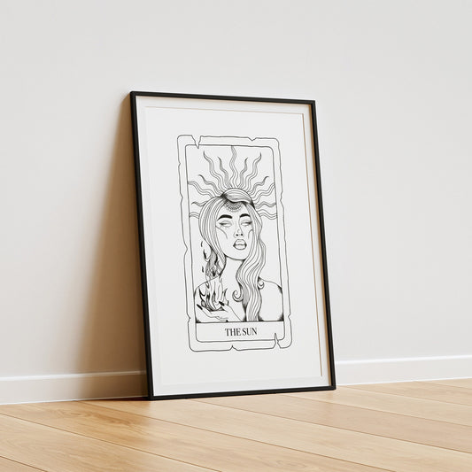 The Sun Tarot Card Poster, Tarot Design, The Sun Card, Tarot Poster, Psychic Painting Print, Tarot Wall Art