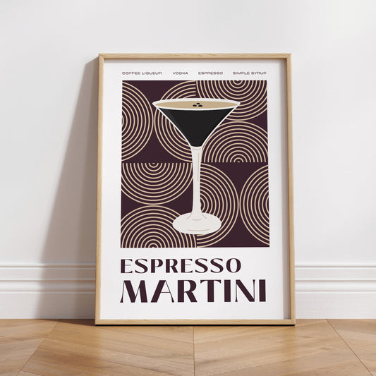 Bauhaus Cocktail - Espresso Martini Poster: Home Bar, Modern Home Decor, Cool Cocktail Print, Kitchen Decor, Wall Art, Cocktail Lover Gift