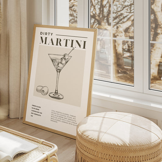 Cocktail Making - Martini Poster: Home Bar, Modern Home Decor, Cool Cocktail Print, Kitchen Decor, Wall Art, Cocktail Lover Gift