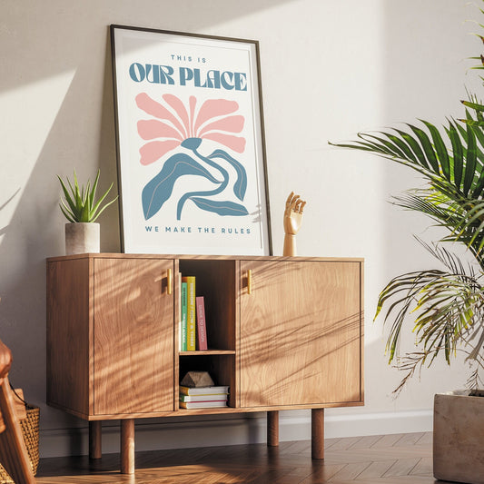 Our Place - Flower Poster: Cute Song-Inspired Gloss Print, Quote Poster, Home Decor, Vintage Car, Unique Gift Idea For Music Lover