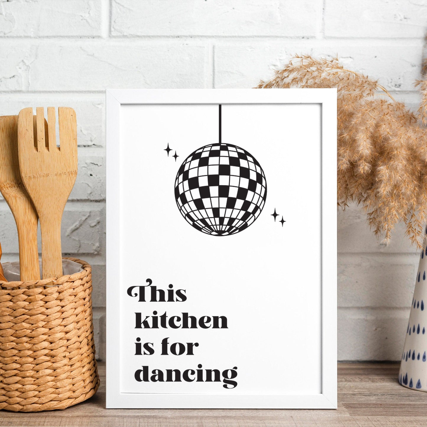 This kitchen Is For Dancing - Disco, Kitchen Decor, Kitchen Poster, Small Quote, Kitchen Wall Art, Unique Gift For Food Lover