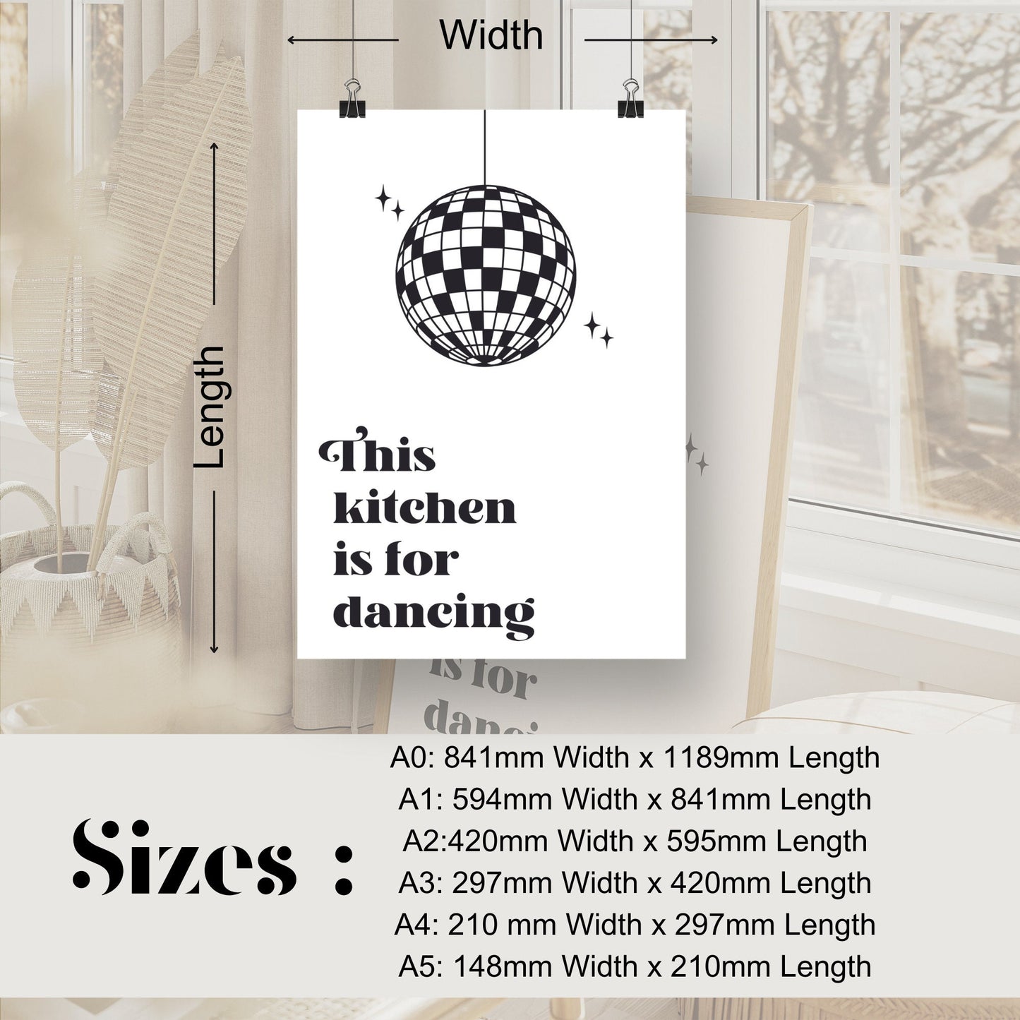 This kitchen Is For Dancing - Disco, Kitchen Decor, Kitchen Poster, Small Quote, Kitchen Wall Art, Unique Gift For Food Lover