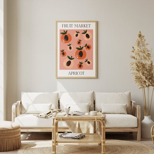 Fruit Market Apricot Poster: Home Decor, Modern Home Decor, Fruit Print, Kitchen Decor, Wall Art, Colourful Design, Fun Fruit Design
