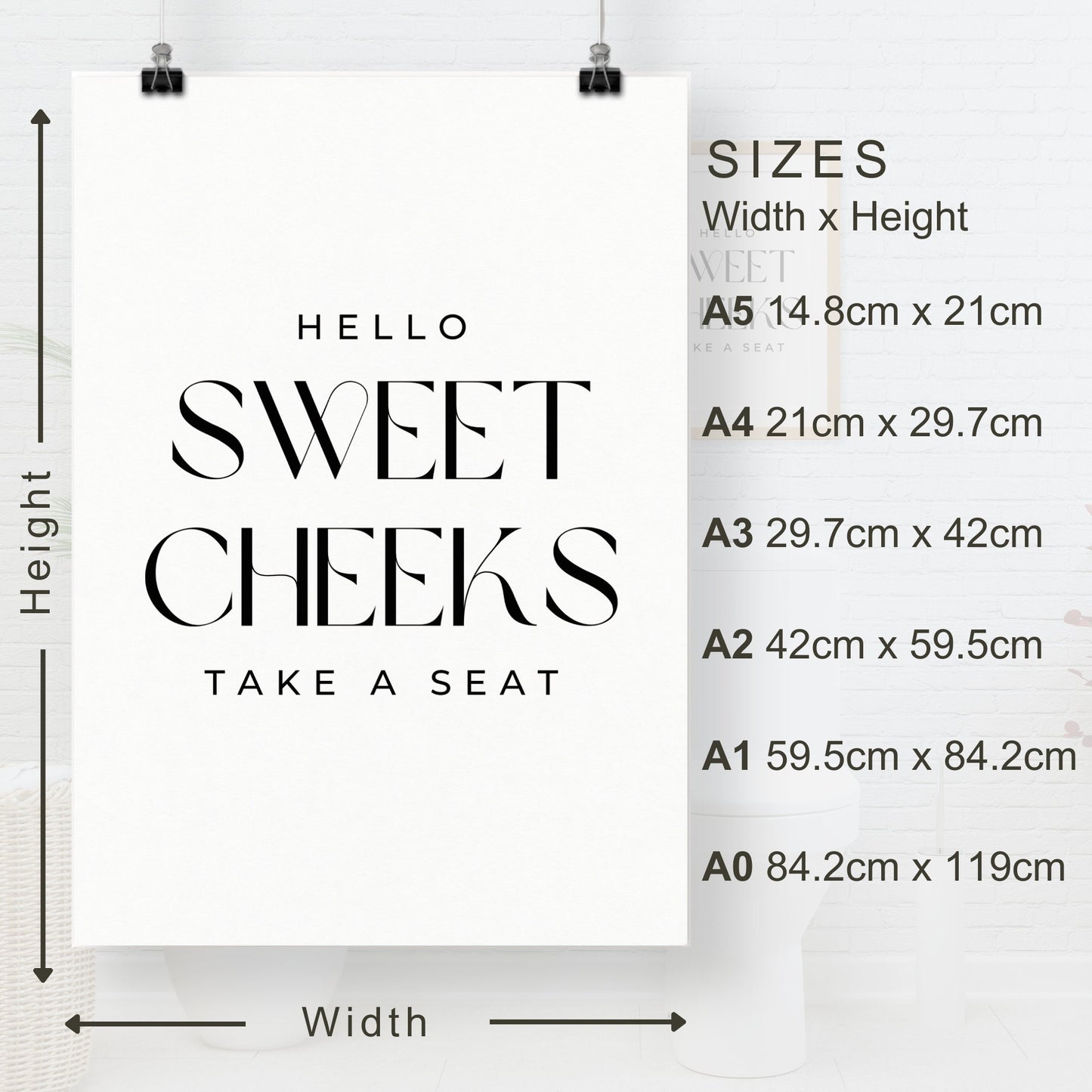 Sweet Cheeks - Nouveau Poster: Unique Bathroom Print, Toilet Poster, Bathroom Wall Art, Toilet Bathroom Poster, Cool Funny Home Decor