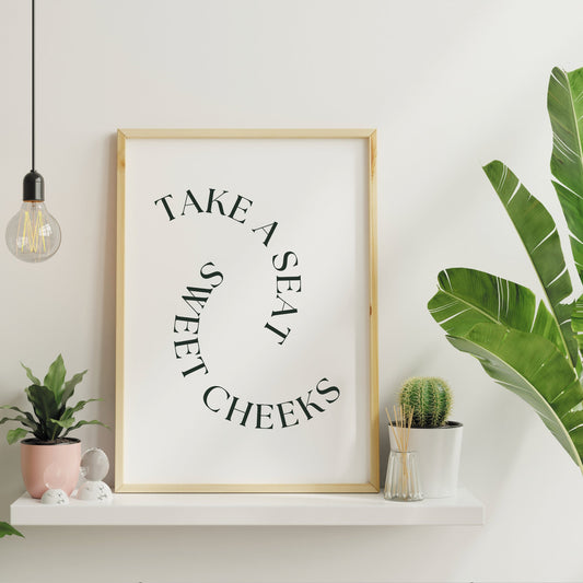 Sweet Cheeks - Semi Circle Poster: Unique Bathroom Print, Toilet Poster, Bathroom Wall Art, Toilet Bathroom Poster, Cool Funny Home Decor
