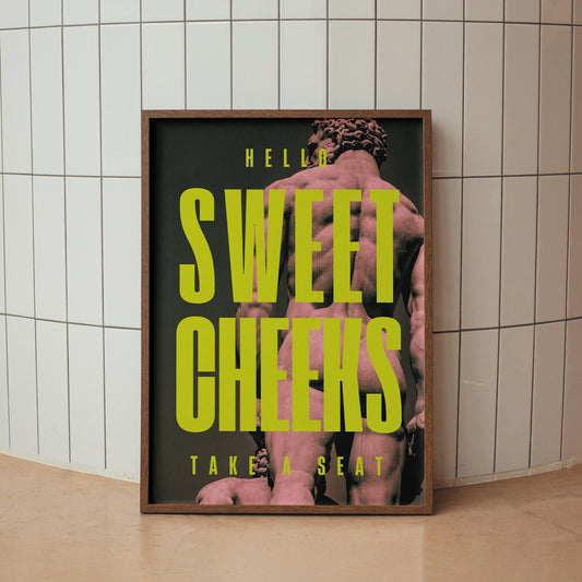 Sweet Cheeks - Statue Butt Poster: Unique Bathroom Print, Toilet Poster, Bathroom Wall Art, Toilet Bathroom Poster, Cool Funny Home Decor