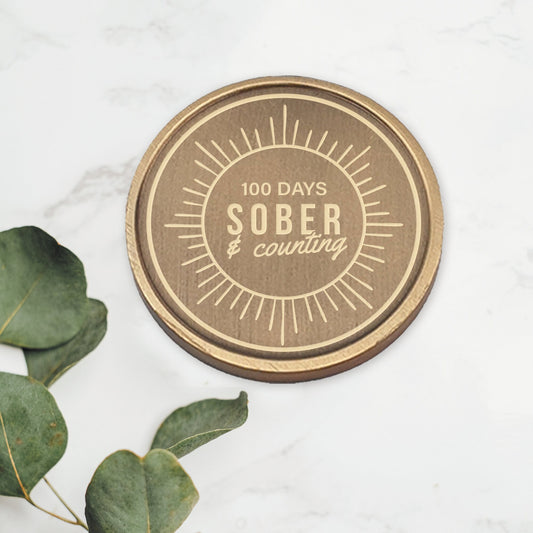 Sober & Counting - Rays Sobriety Coin: Custom Sobriety Token, Personalised Milestone, AA Chip, Sober Gift, EDC Recovery Reminder, Keepsake