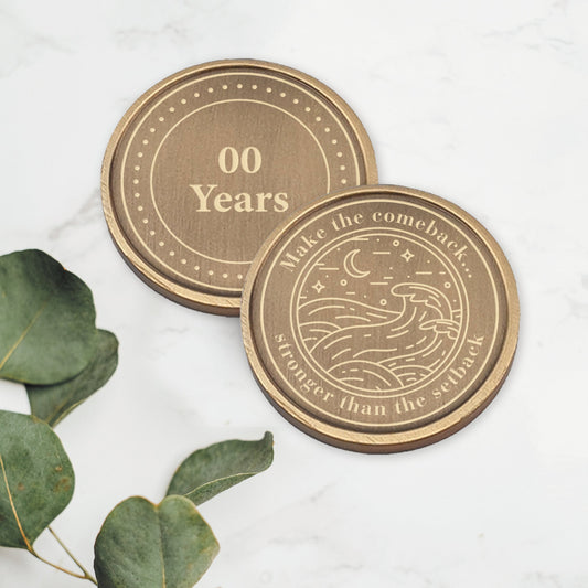 Comeback Wave - Sobriety Coin: Custom Sobriety Token, Personalised Milestone, AA Chip, Sober Gift, EDC Recovery Reminder, Sober Keepsake